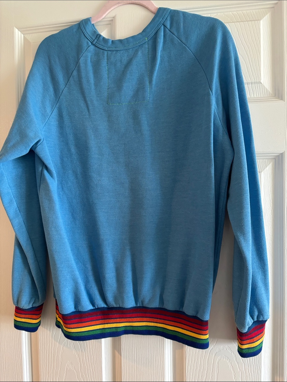 Aviator Nation Light Blue Crewneck Sweatshirt with Rainbow Trim - Picture 2 of 3